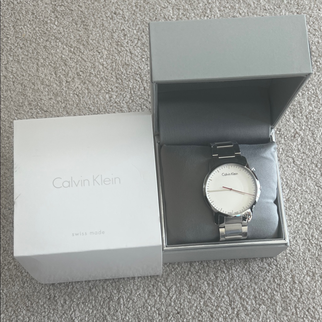 Calvin Klein White And Silver Men's Watch 40mm Stainless Steel Band